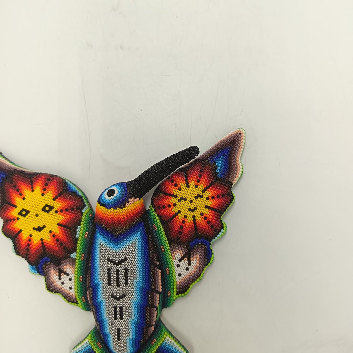 Mexican Huichol Hand Beaded Hummingbird By Mayola Villa Lopez PP9168