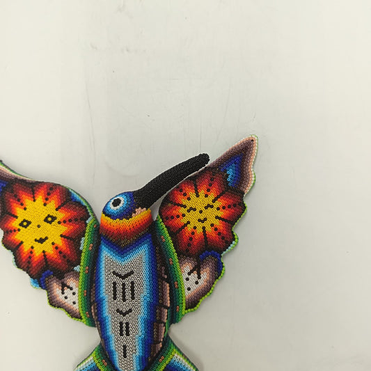 Mexican Huichol Hand Beaded Hummingbird By Mayola Villa Lopez PP9168