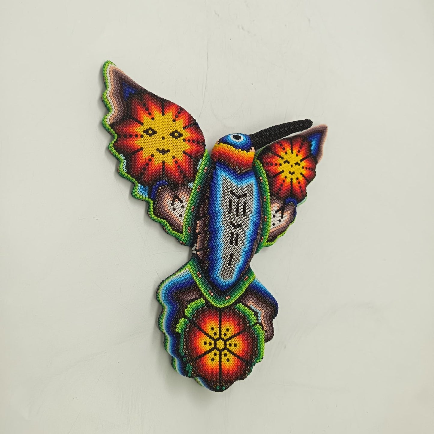 Mexican Huichol Hand Beaded Hummingbird By Mayola Villa Lopez PP9168