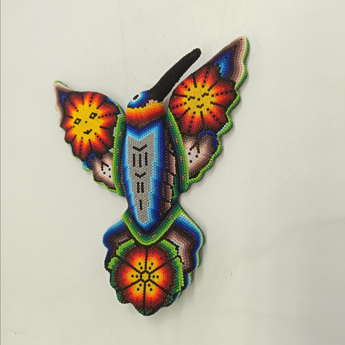 Mexican Huichol Hand Beaded Hummingbird By Mayola Villa Lopez PP9168