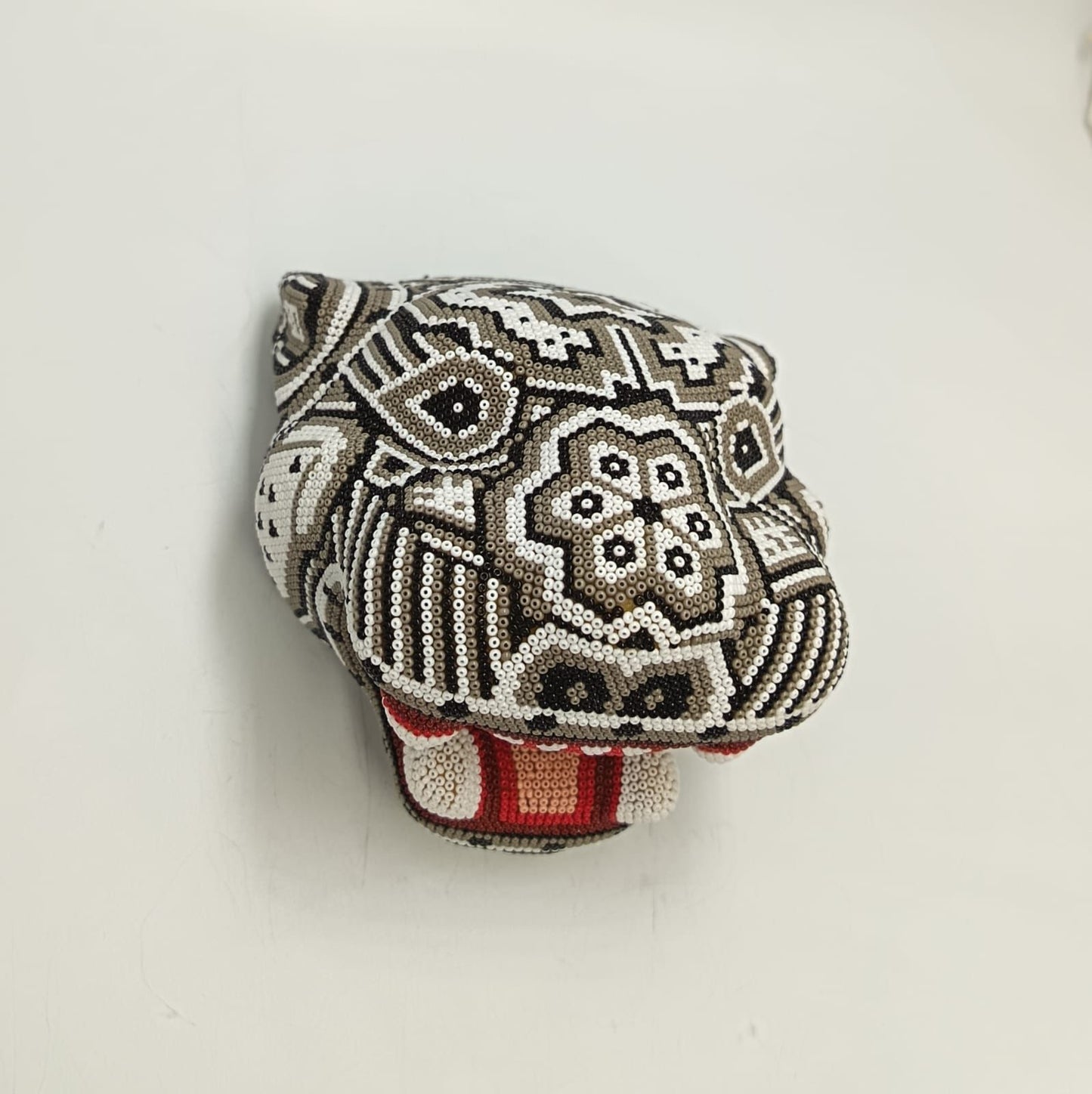 Mexican Folk Art Huichol Beaded Jaguar Head By Mayola Villa Lopez PP9170