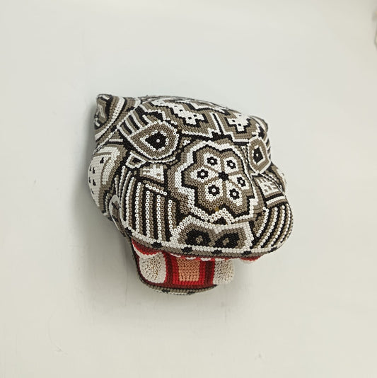 Mexican Folk Art Huichol Beaded Jaguar Head By Mayola Villa Lopez PP9170
