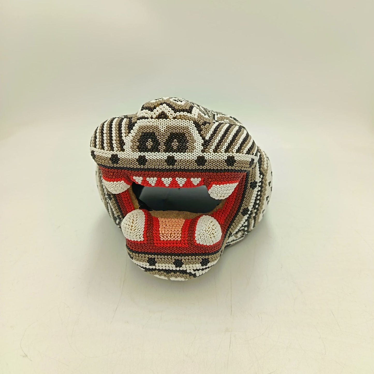 Mexican Folk Art Huichol Beaded Jaguar Head By Mayola Villa Lopez PP9170