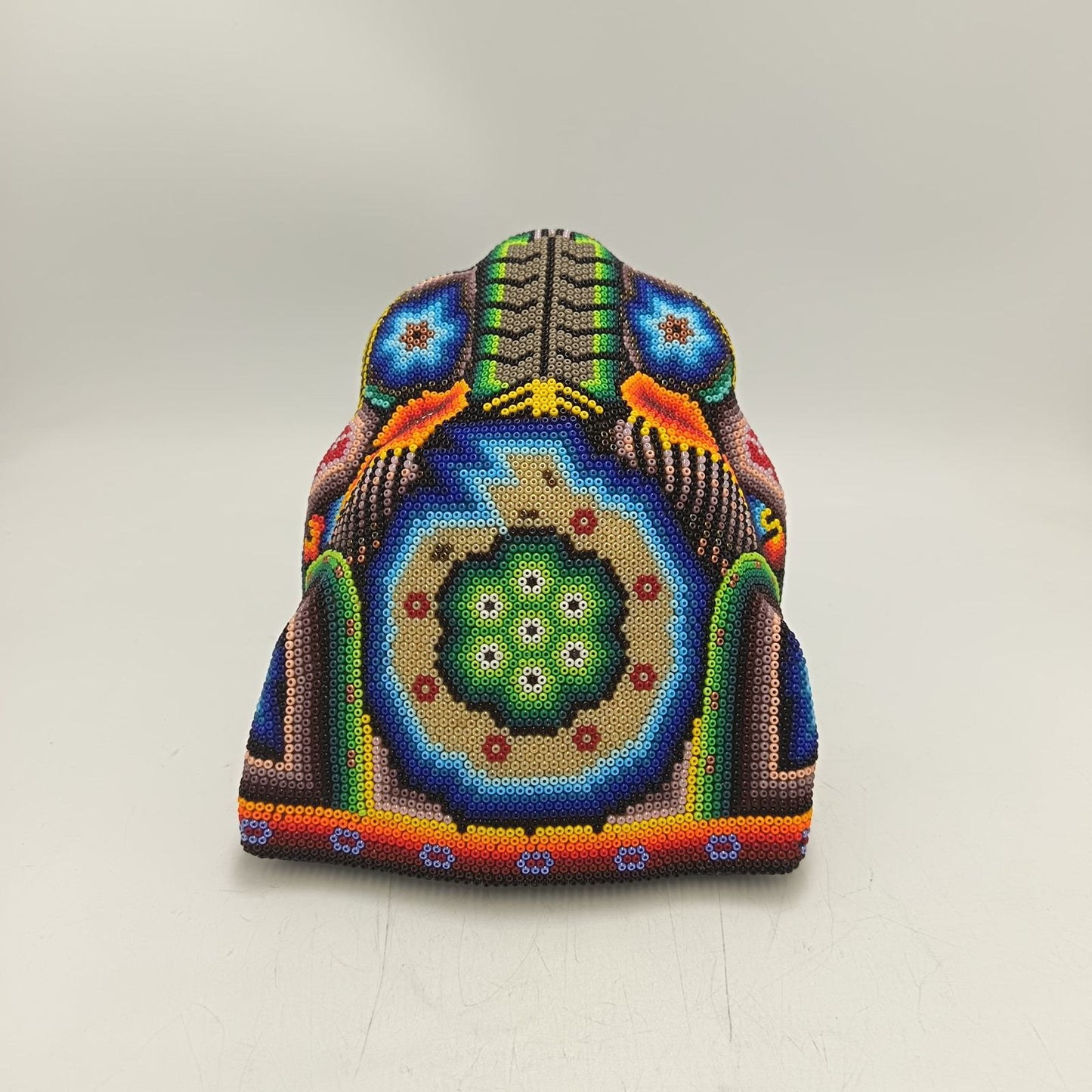 Mexican Folk Art Huichol Beaded Jaguar Head By Mayola Villa Lopez PP9171