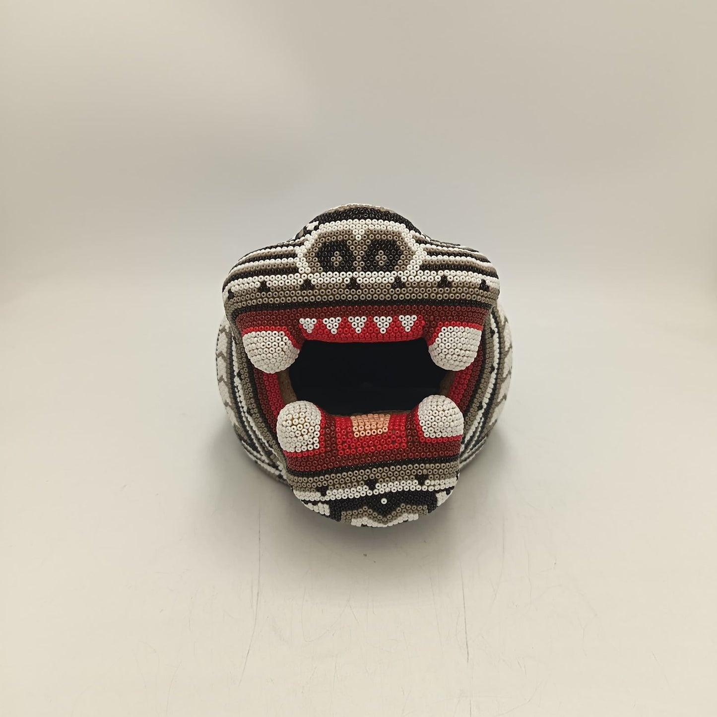 Mexican Folk Art Huichol Beaded Jaguar Head By Mayola Villa Lopez PP9174 Oaxaca