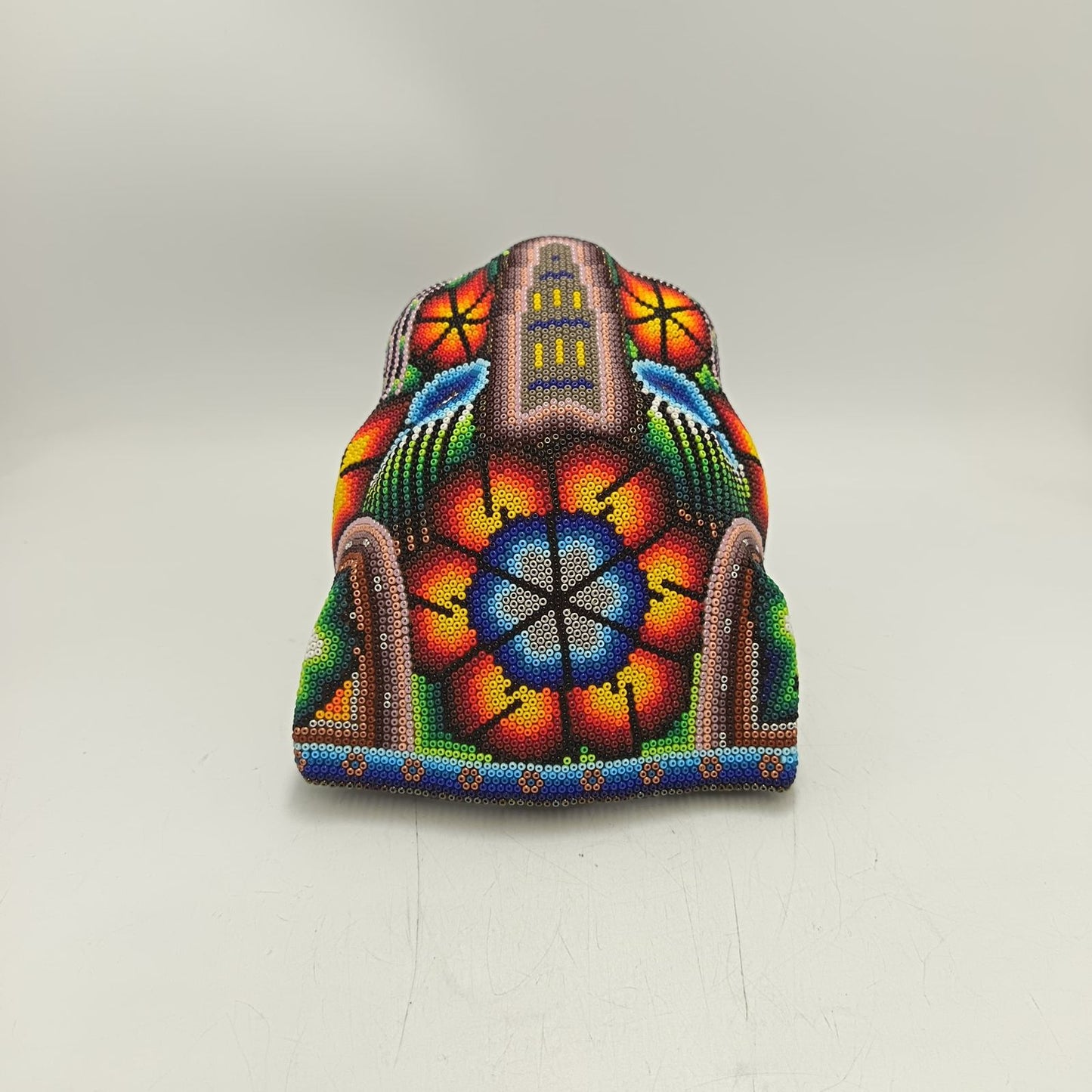 Mexican Folk Art Huichol Beaded Jaguar Head By Mayola Villa Lopez PP9177