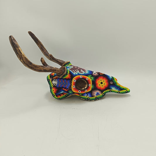 Huichol Indian Cast Resin Deer Skull Beaded By Mayola Villa Lopez PP9178