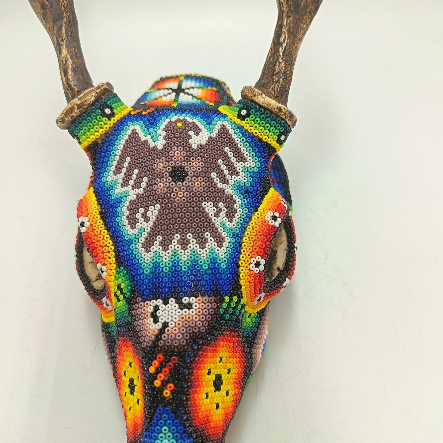 Huichol Indian Cast Resin Deer Skull Beaded By Mayola Villa Lopez PP9178