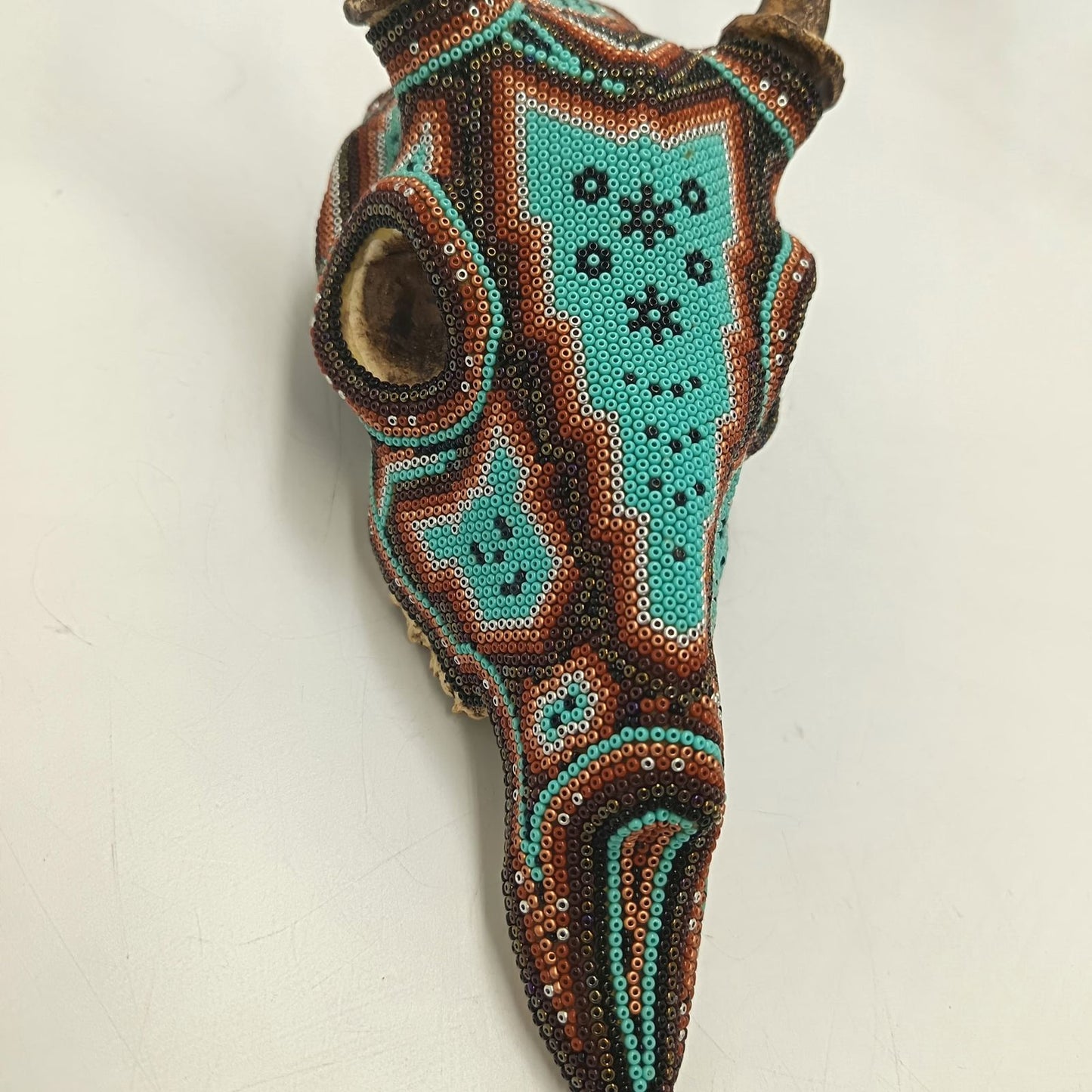 Huichol Indian Cast Resin Deer Skull Beaded By Mayola Villa Lopez PP9179