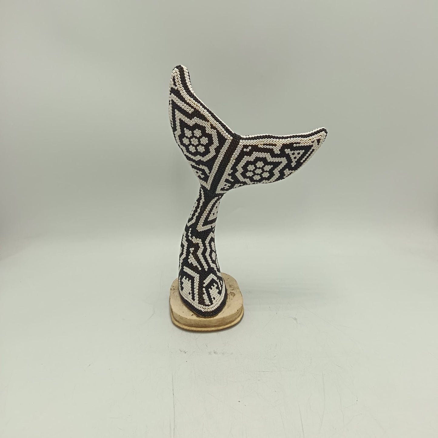 Mexican Folk Art Huichol Beaded Whale Tail By Mayola Villa Lopez PP9181