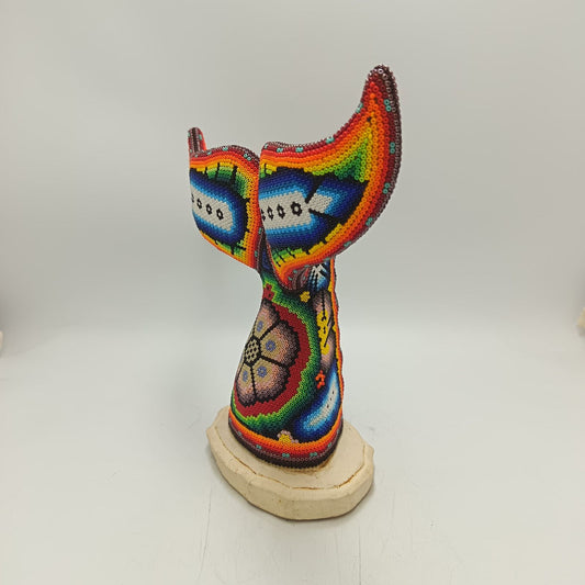 Mexican Folk Art Huichol Beaded Whale Tail By Mayola Villa Lopez PP9184