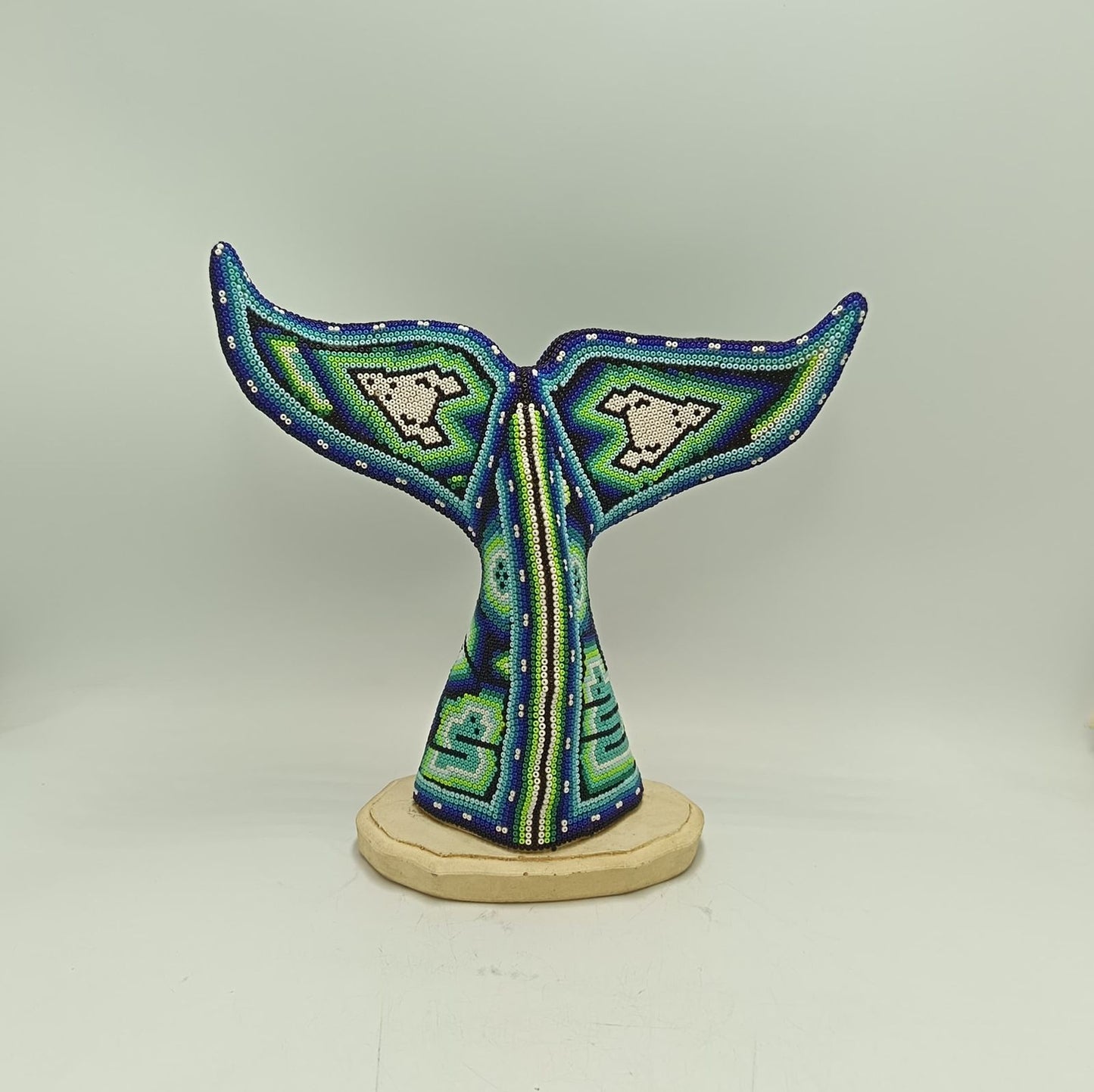 Mexican Folk Art Huichol Beaded Whale Tail By Mayola Villa Lopez PP9185