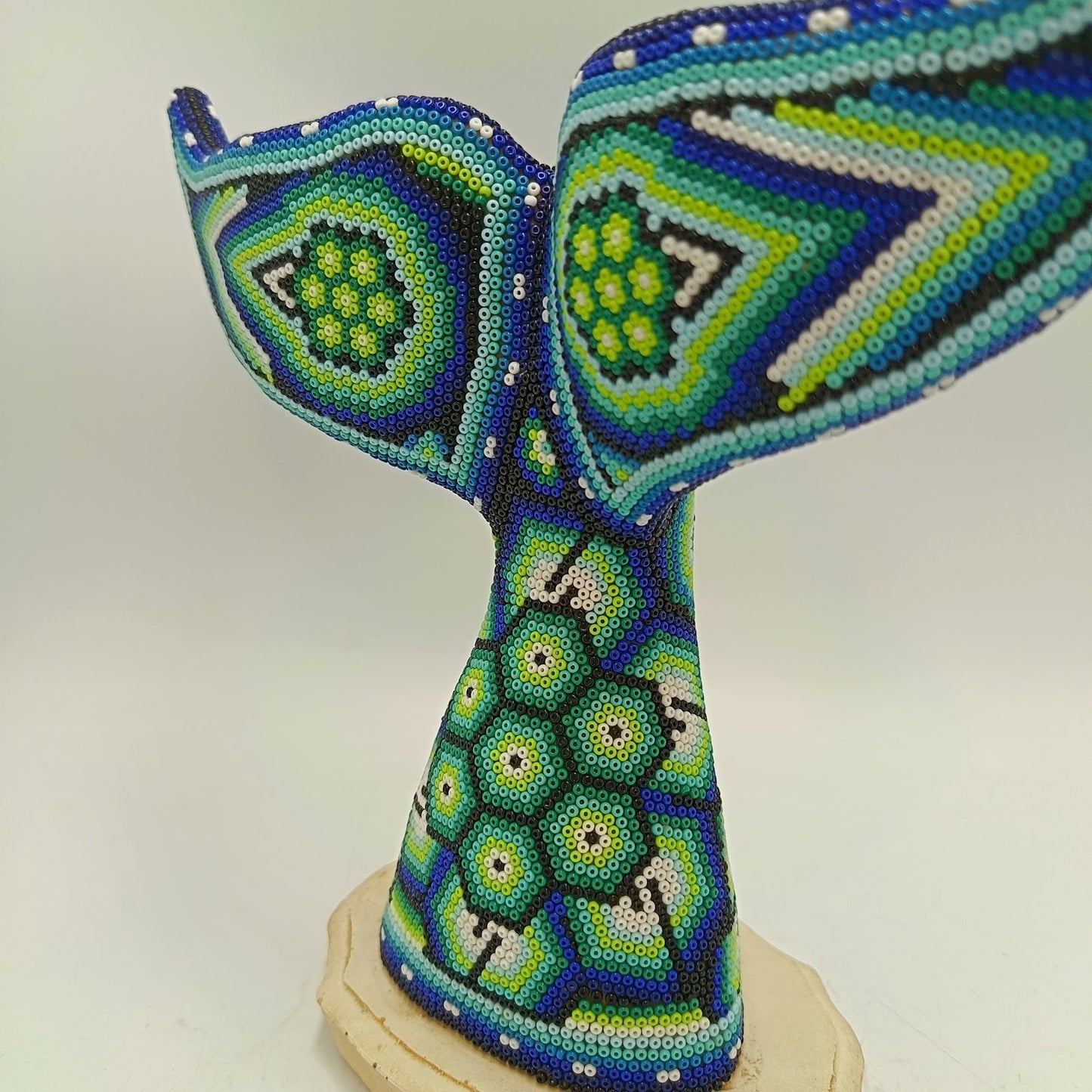 Mexican Folk Art Huichol Beaded Whale Tail By Mayola Villa Lopez PP9185