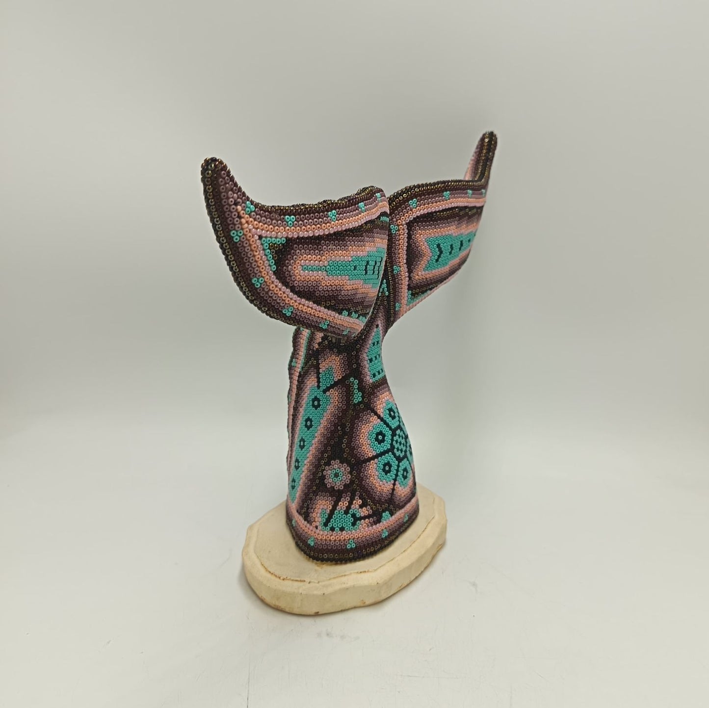 Mexican Folk Art Huichol Beaded Whale Tail By Mayola Villa Lopez PP9186
