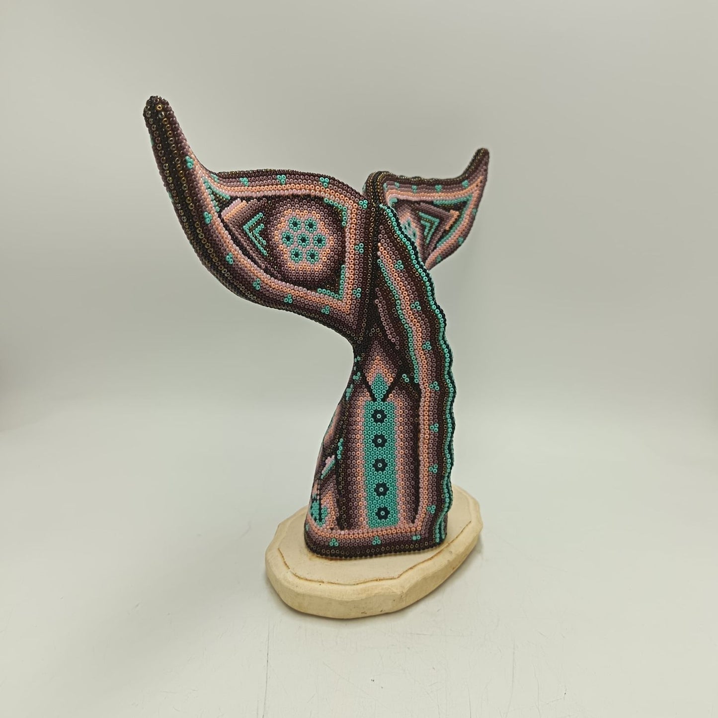 Mexican Folk Art Huichol Beaded Whale Tail By Mayola Villa Lopez PP9186