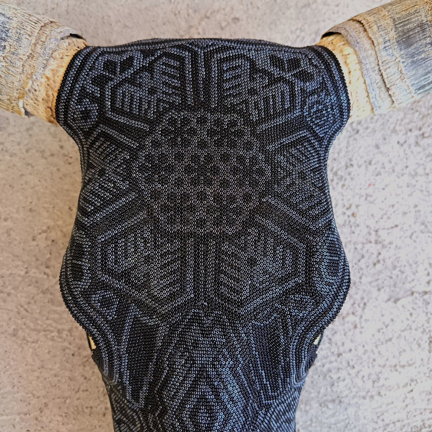 Huichol Bead Art Mexican Folk Art, Bull Skull By Mayola Villa Lopez PP9188