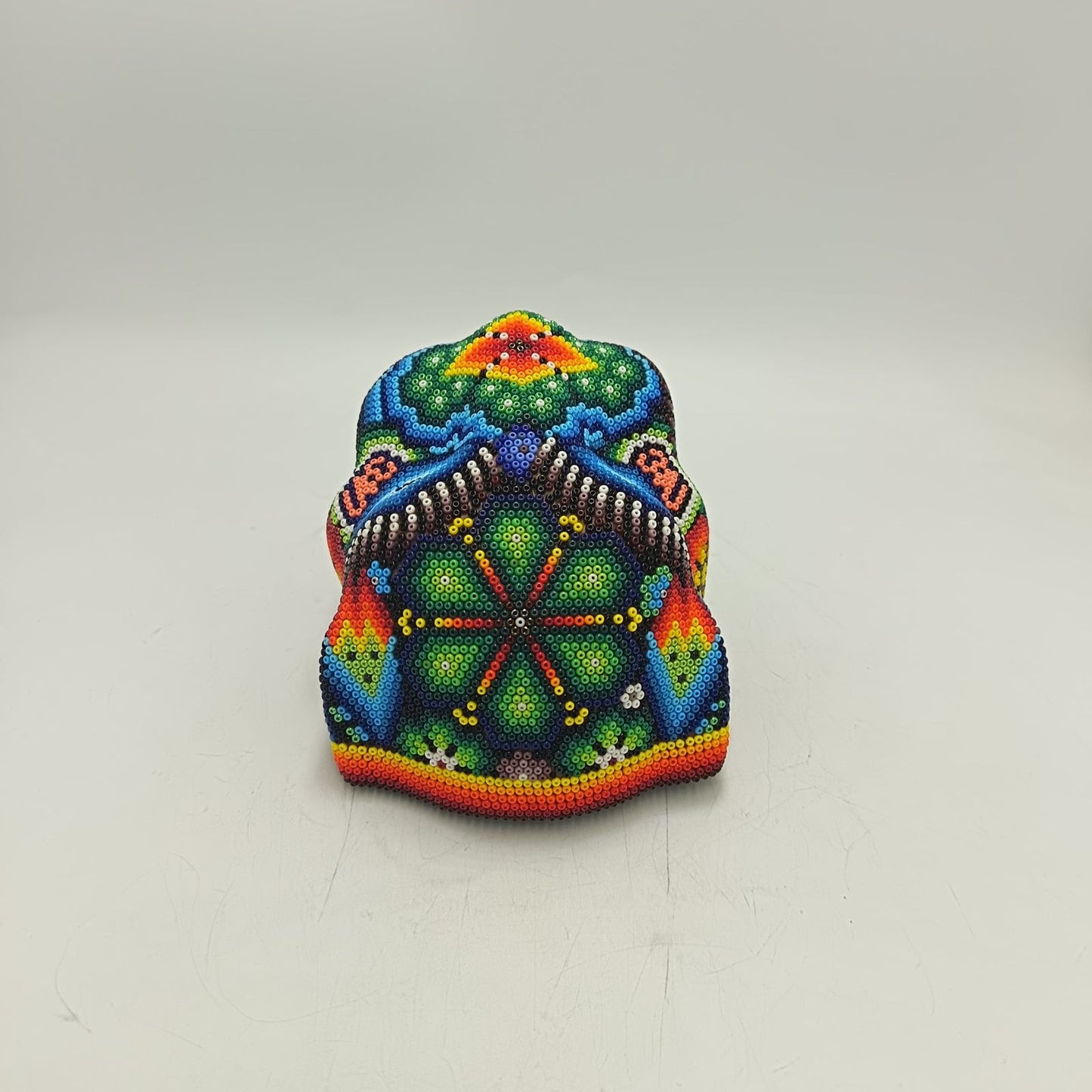 Mexican Huichol Hand Beaded Jaguar Head By Santos Bautista PP9189