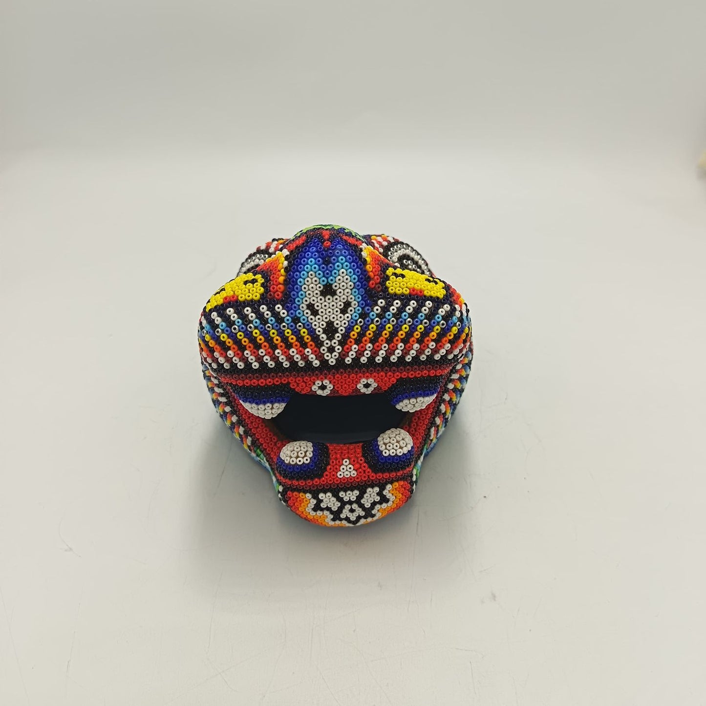 Mexican Huichol Hand Beaded Jaguar Head By Santos Bautista PP9191