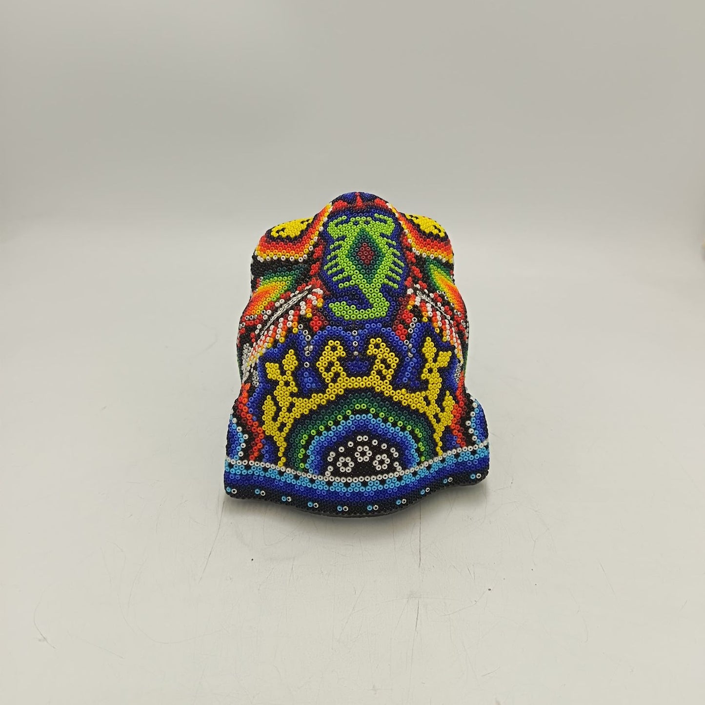 Mexican Huichol Hand Beaded Jaguar Head By Santos Bautista PP9191