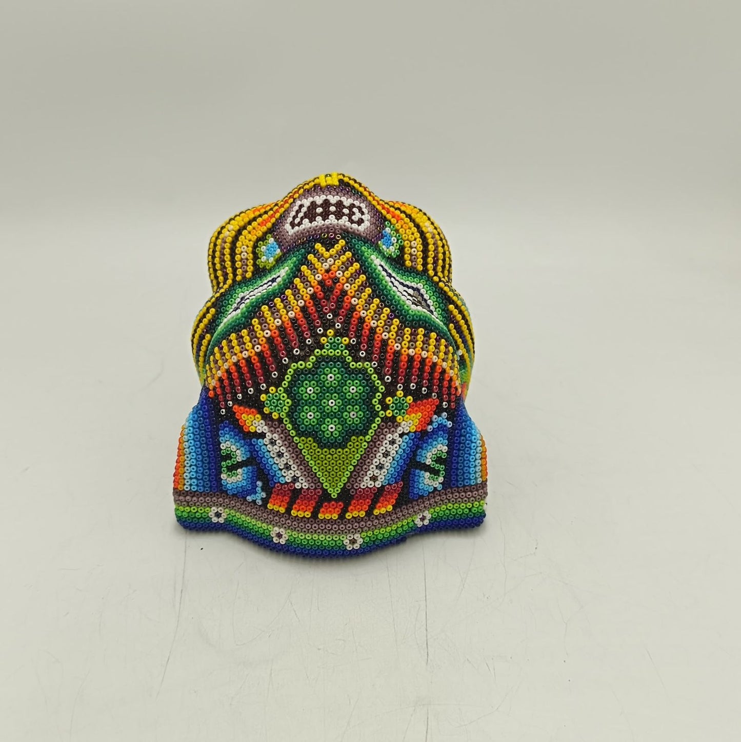 Mexican Huichol Hand Beaded Jaguar Head By Santos Bautista PP9194
