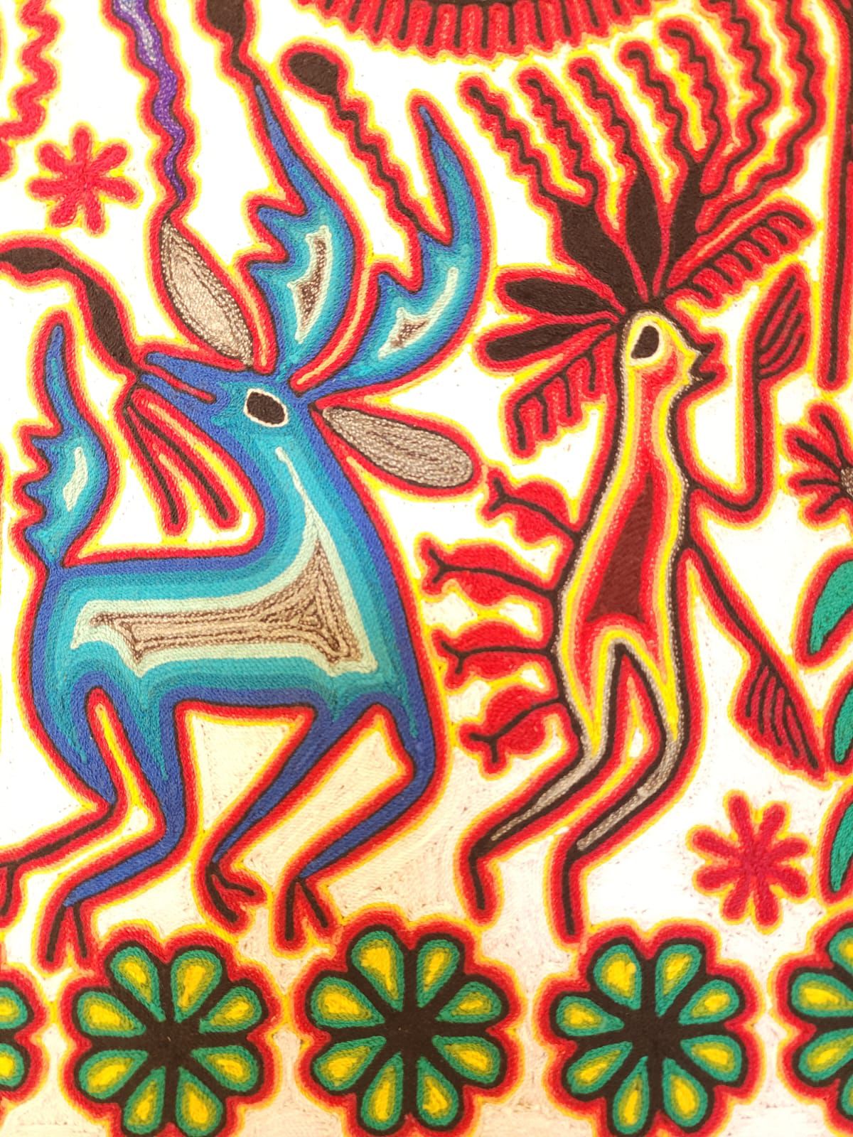 Mexican Folk Art Huichol Yarn Painting by Cooperativa Zitacua PP9206