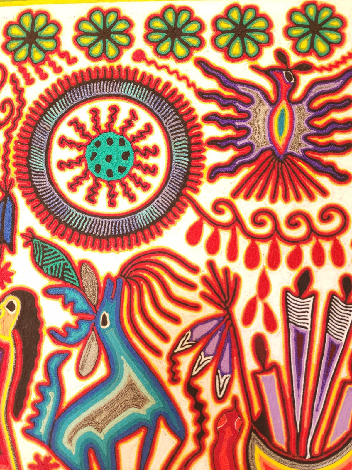Mexican Folk Art Huichol Yarn Painting by Cooperativa Zitacua PP9206