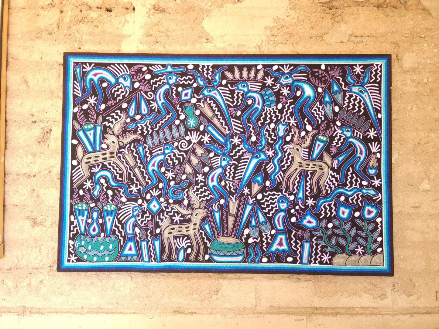 Mexican Folk Art Huichol Yarn Painting by Cooperativa Zitacua PP9207