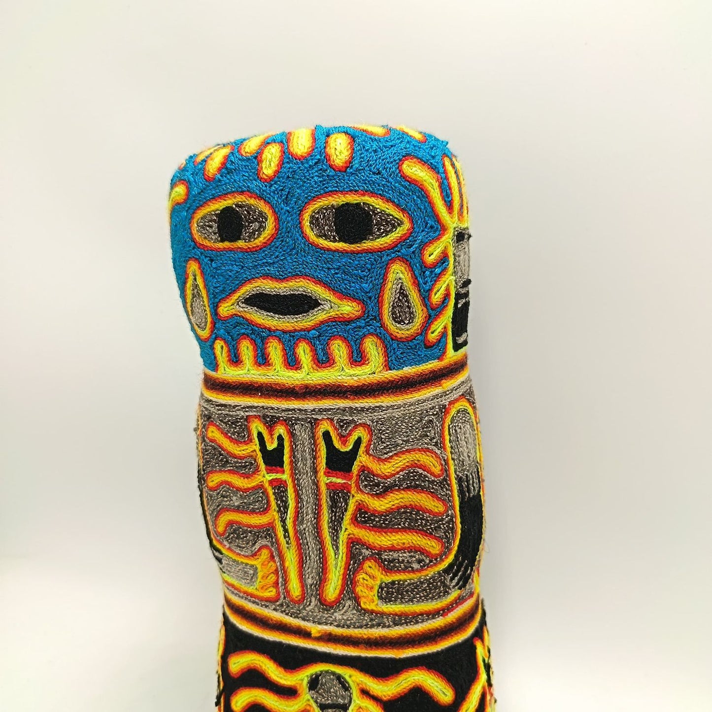 Huichol Indian Mexican Folk Art Yarn Painting Grandma Nature by Silverio Gonzalez Rios PP9209