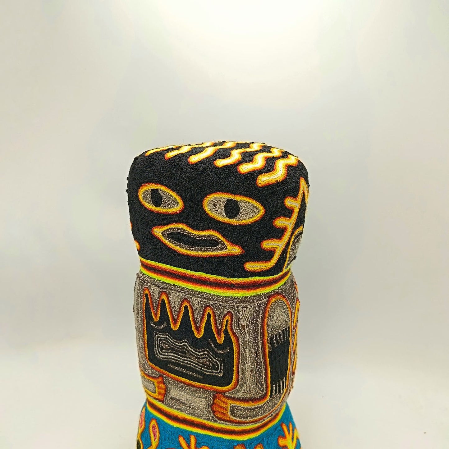 Huichol Indian Mexican Folk Art Yarn Painting Grandma Nature by Silverio Gonzalez Rios PP9210