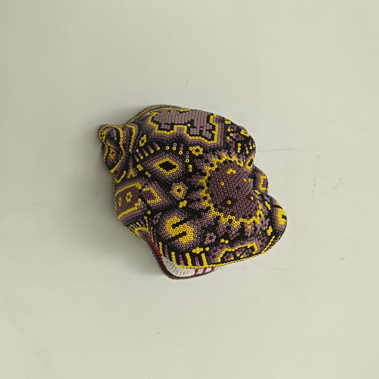 Huichol Mexican Hand Beaded Jaguar Head By Isandro Villa Lopez PP9213