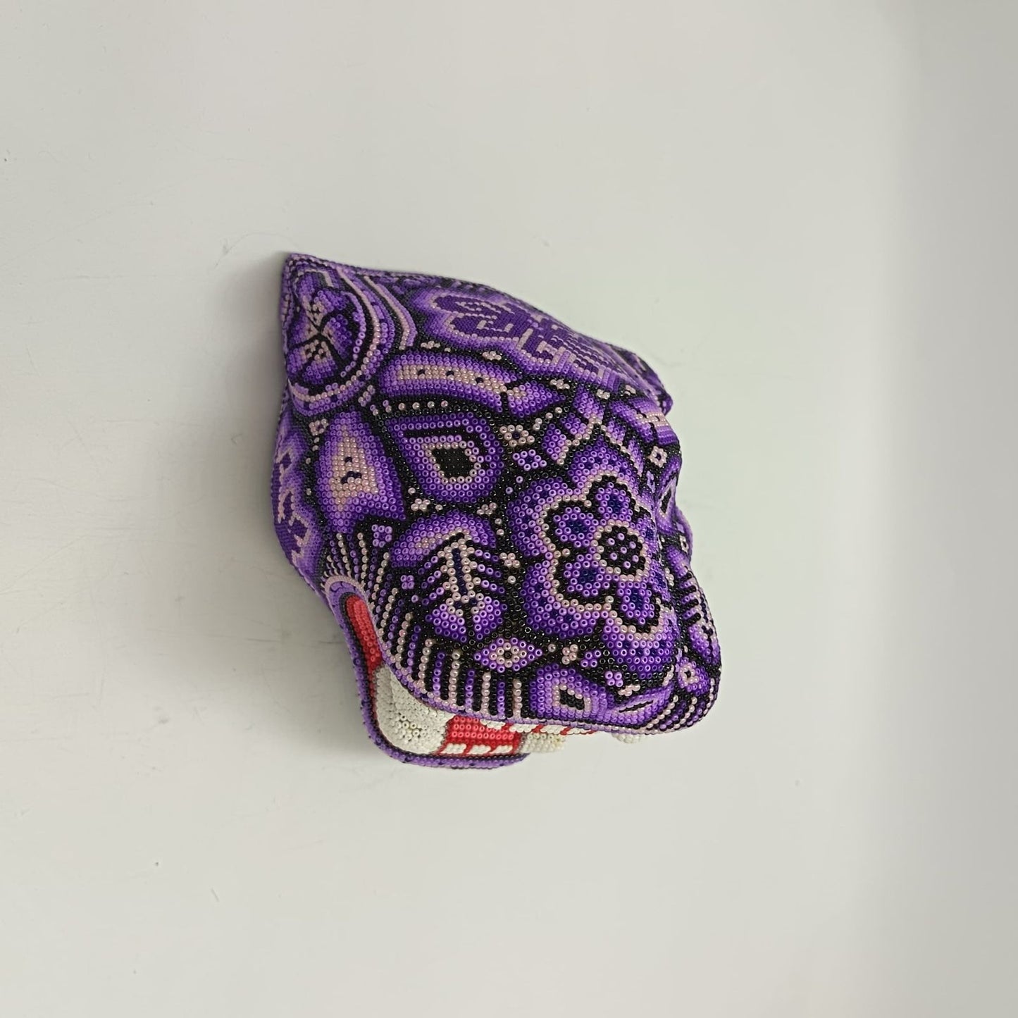 Huichol Mexican Hand Beaded Jaguar Head By Isandro Villa Lopez PP9216