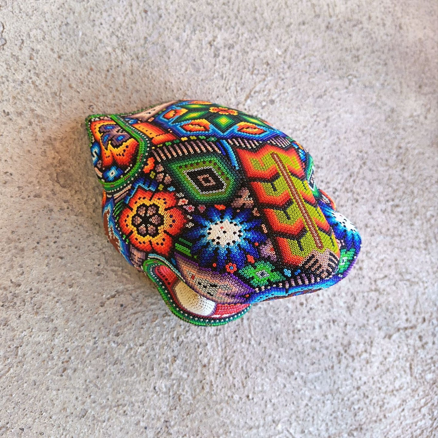 Huichol Mexican Hand Beaded Jaguar Head By Isandro Villa Lopez PP9217
