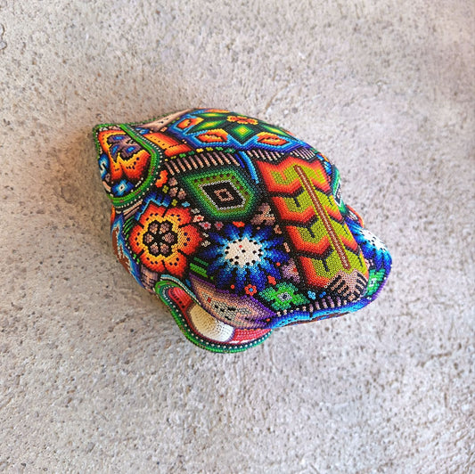 Huichol Mexican Hand Beaded Jaguar Head By Isandro Villa Lopez PP9217