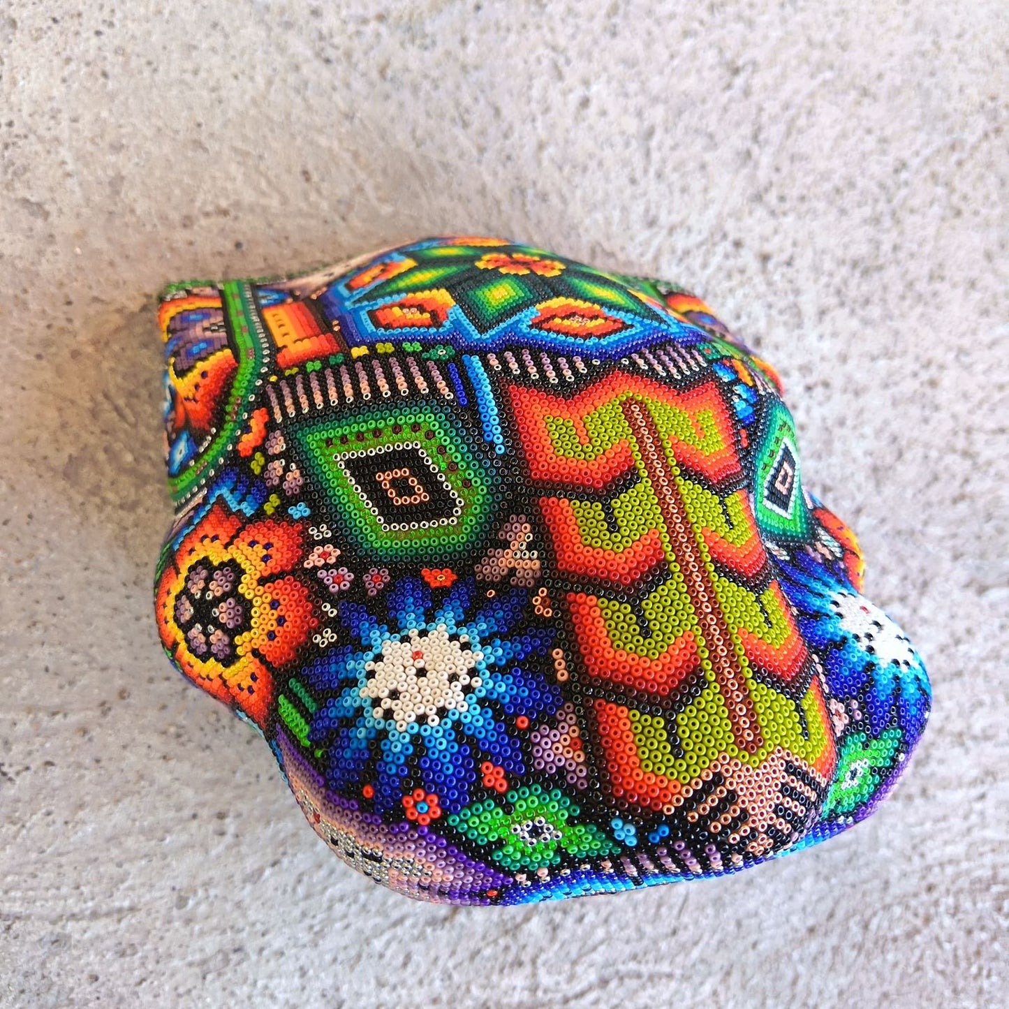 Huichol Mexican Hand Beaded Jaguar Head By Isandro Villa Lopez PP9217