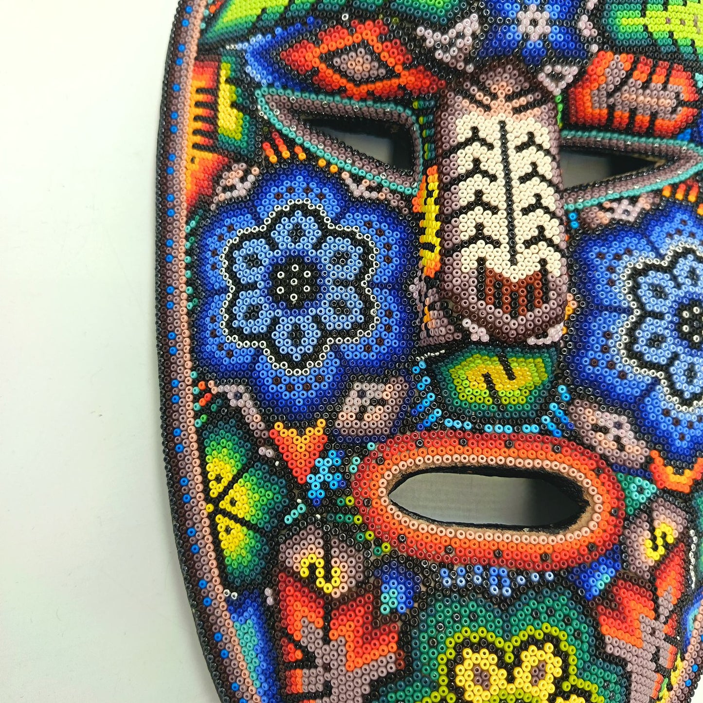 Mexican Huichol Hand Beaded Mask By Isandro Villa Lopez PP9219