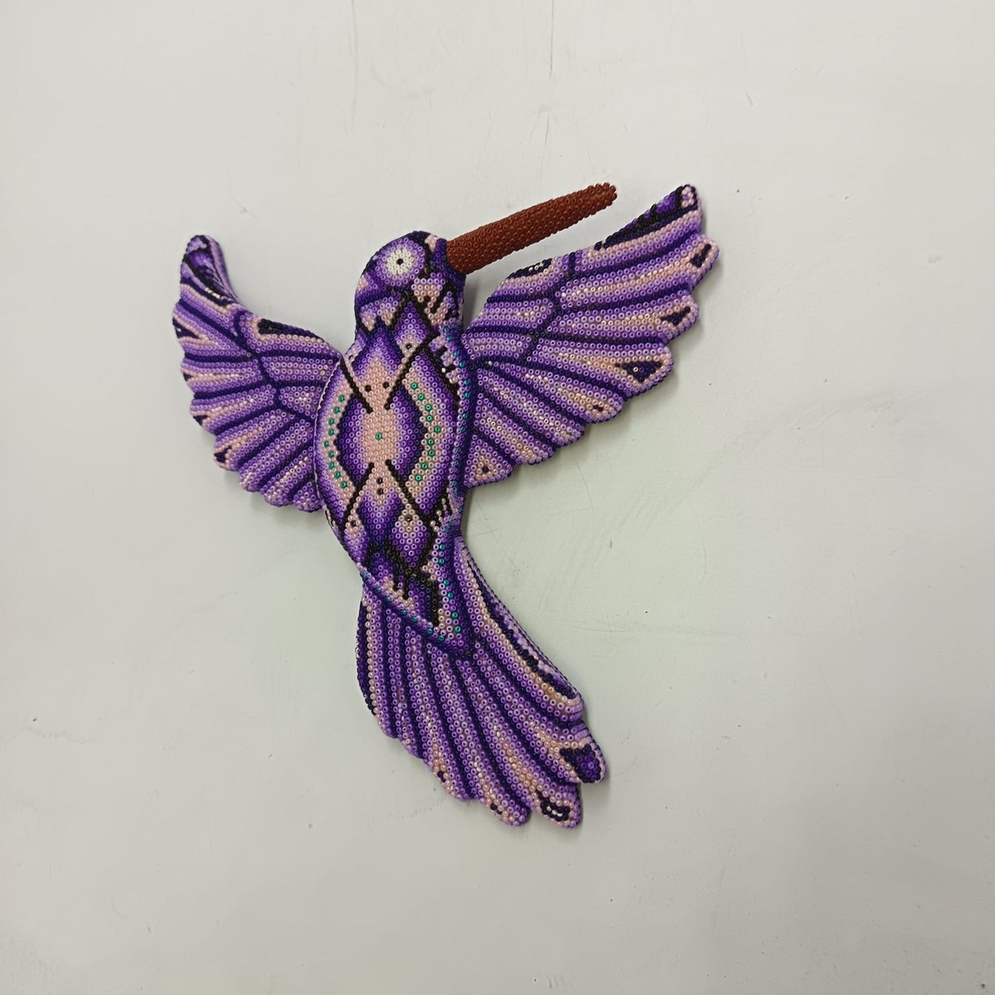 Mexican Huichol Hand Beaded Hummingbird By Isandro Villa Lopez PP9223