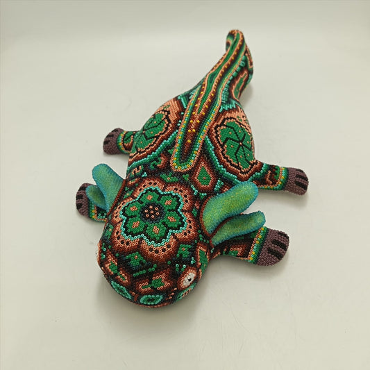 Mexican Huichol Hand Beaded Axolot By Isandro Villa Lopez PP9227