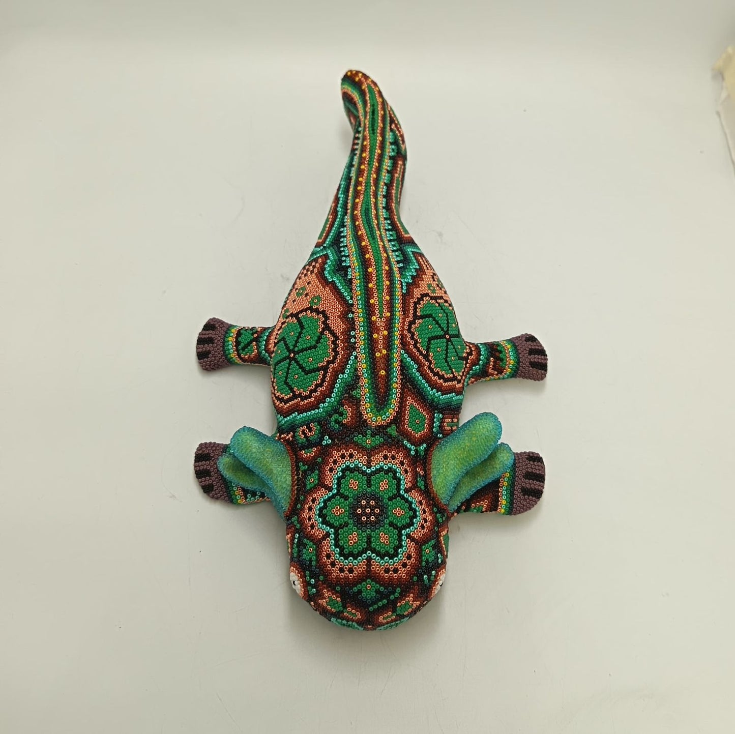 Mexican Huichol Hand Beaded Axolot By Isandro Villa Lopez PP9227