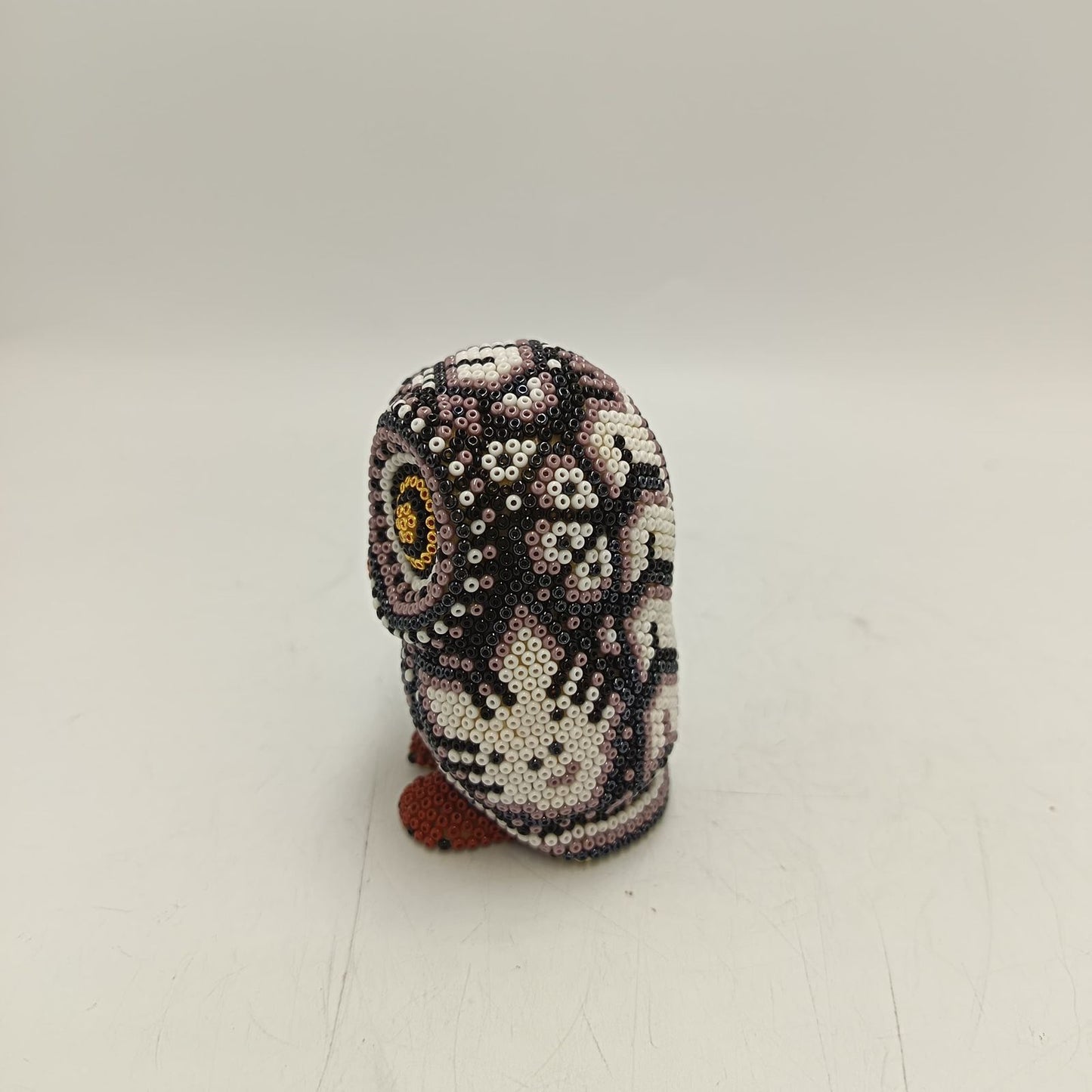 Mexican Huichol Hand Beaded Art, Owl By Isandro Villa Lopez PP9229
