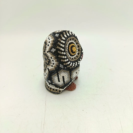 Mexican Huichol Hand Beaded Art, Owl By Isandro Villa Lopez PP9231
