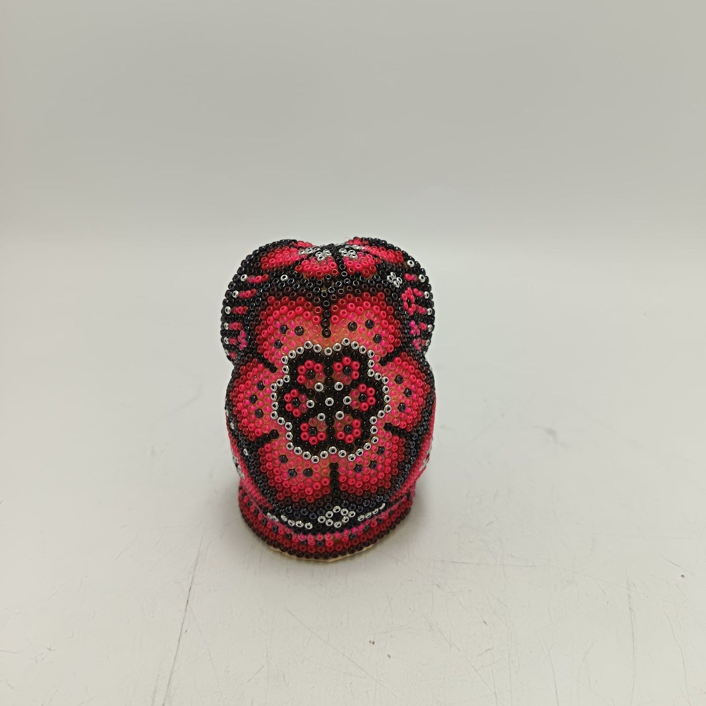 Mexican Huichol Hand Beaded Art, Owl By Isandro Villa Lopez PP9232