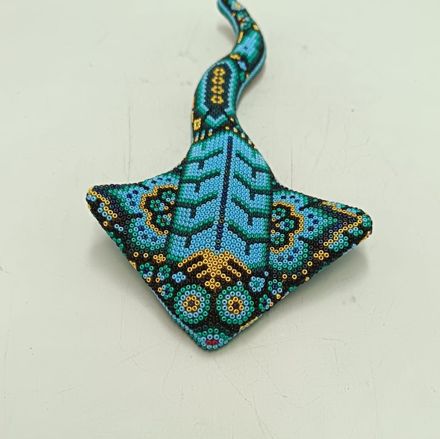 Mexican Huichol Hand Beaded Art, Stingray By Isandro Villa Lopez PP9234