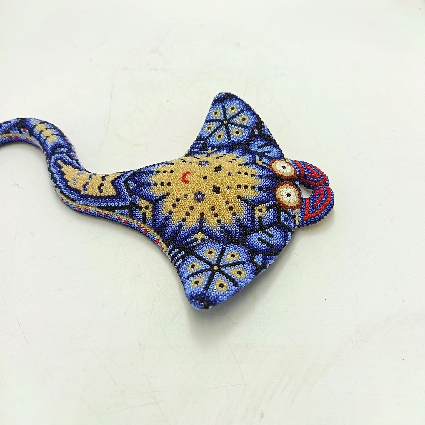 Mexican Huichol Hand Beaded Art, Stingray By Isandro Villa Lopez PP9235