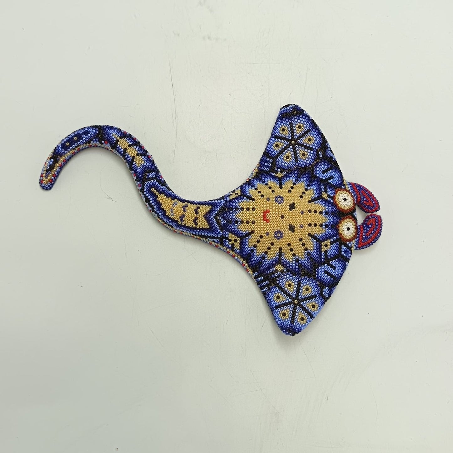 Mexican Huichol Hand Beaded Art, Stingray By Isandro Villa Lopez PP9235
