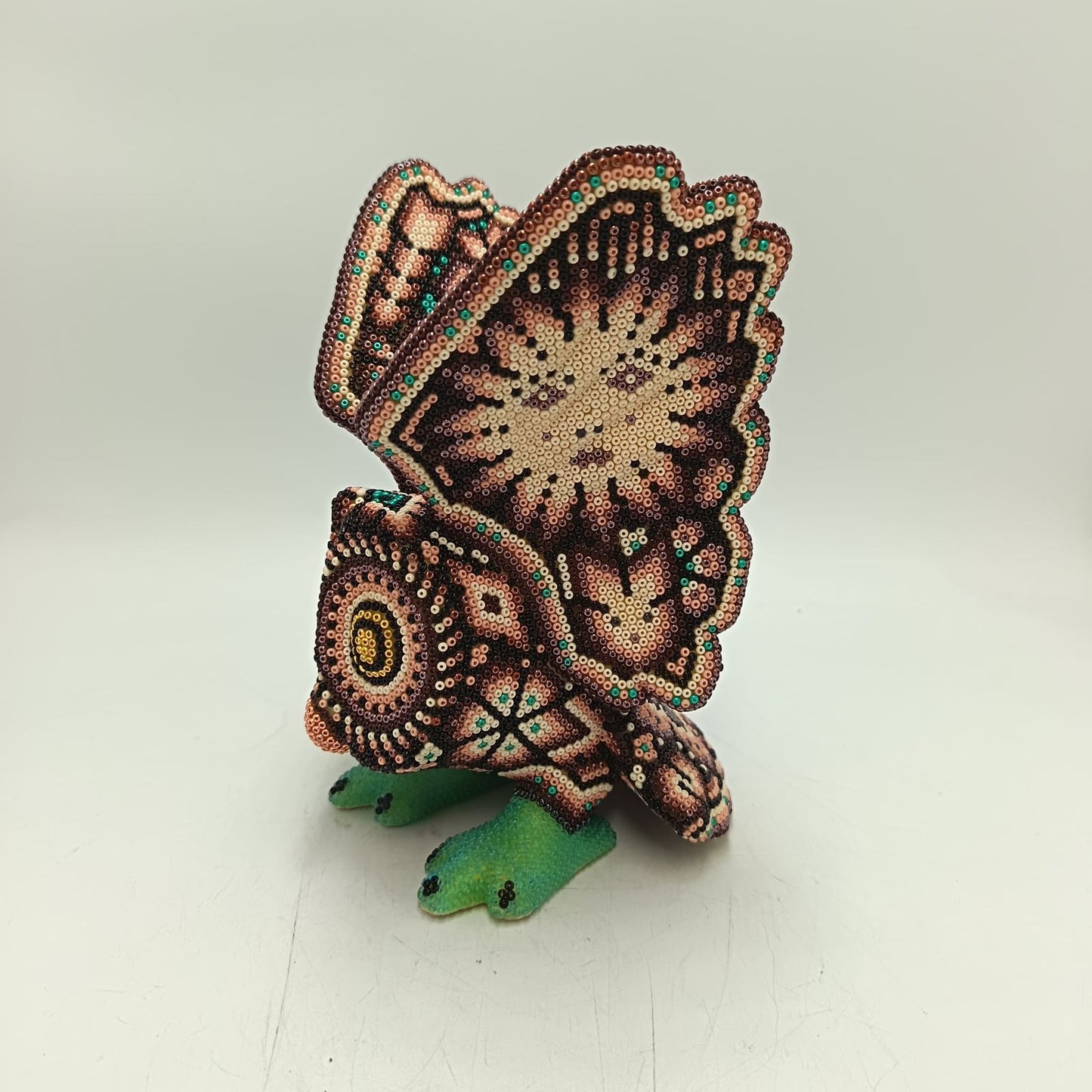 Mexican Huichol Hand Beaded Art, Owl By Isandro Villa Lopez PP9240