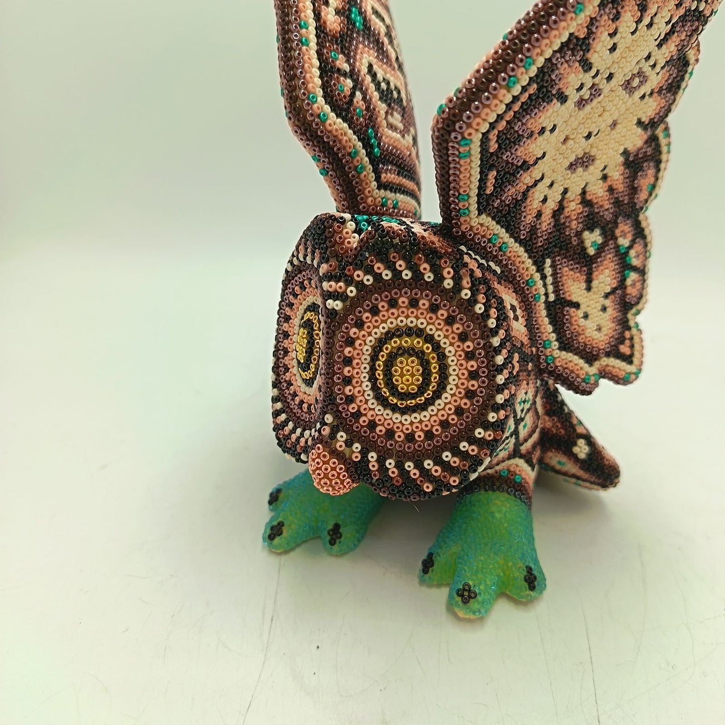 Mexican Huichol Hand Beaded Art, Owl By Isandro Villa Lopez PP9240