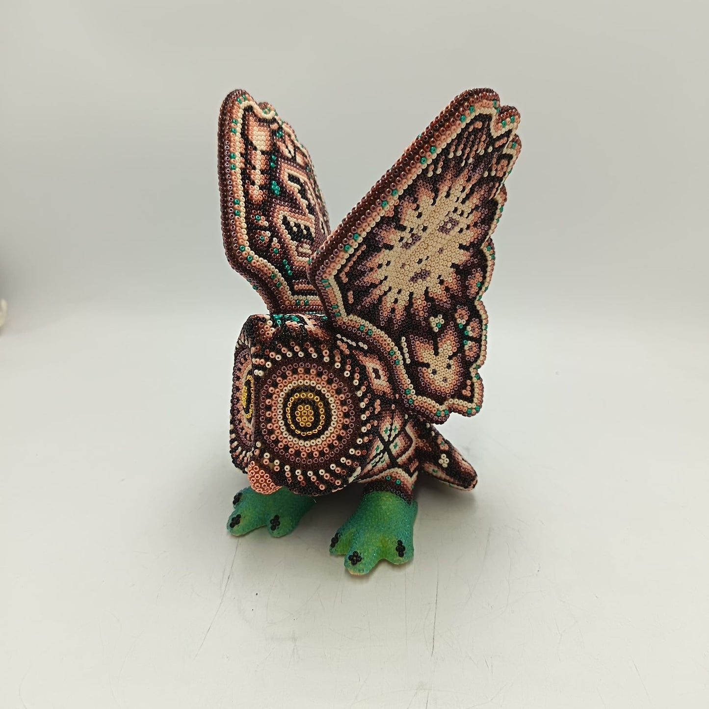 Mexican Huichol Hand Beaded Art, Owl By Isandro Villa Lopez PP9240