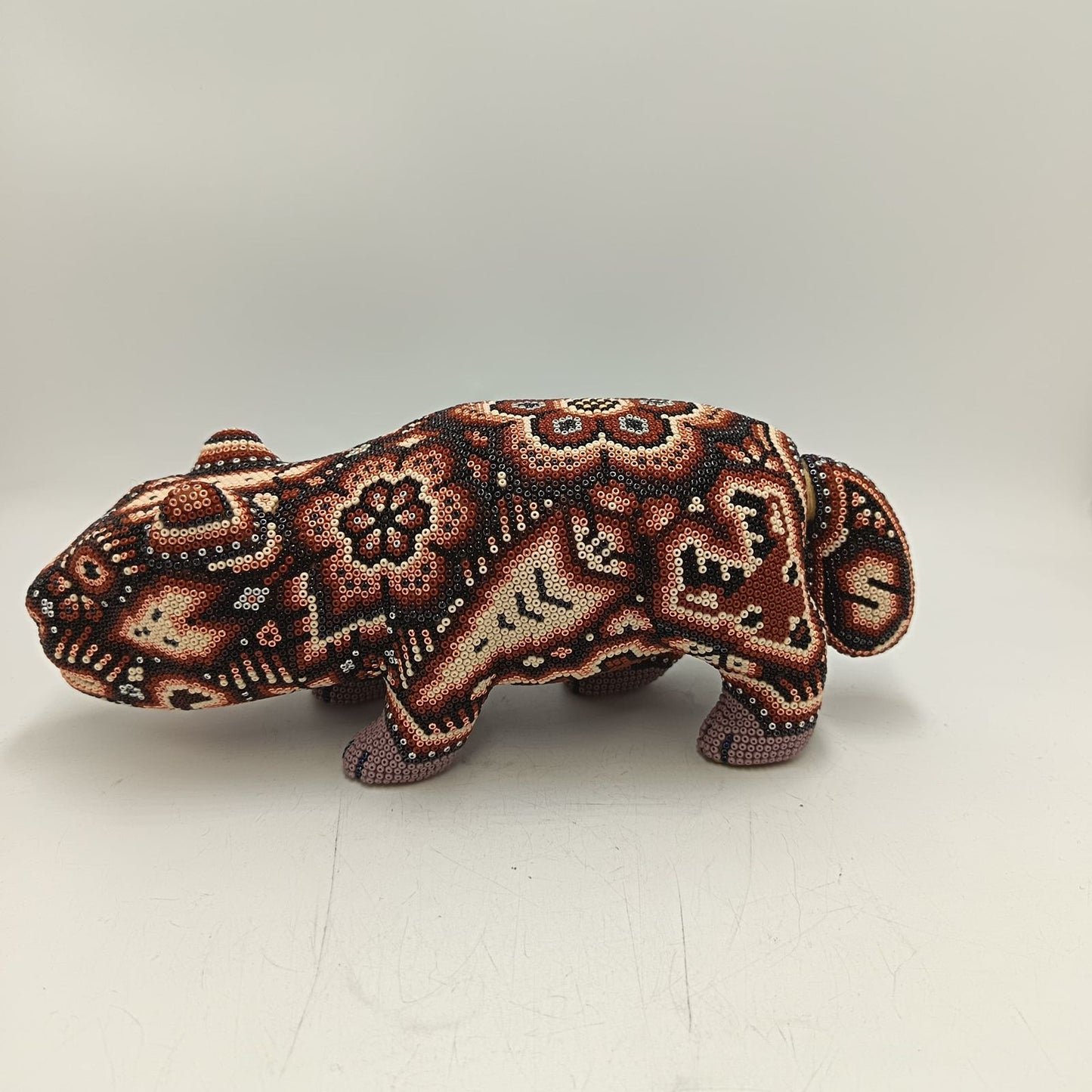 Mexican Huichol Hand Beaded Art, Capybara By Isandro Villa Lopez PP9242