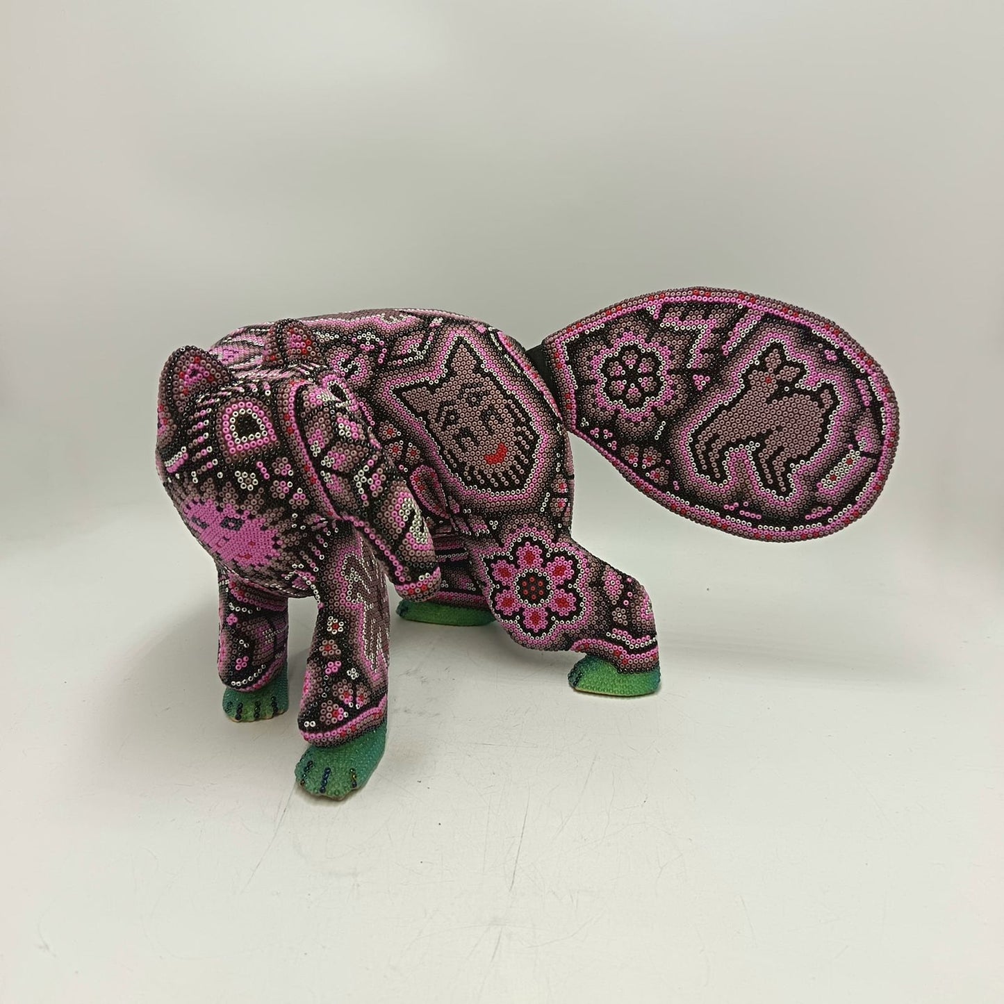 Mexican Huichol Hand Beaded Art, Anteater By Isandro Villa Lopez PP9243
