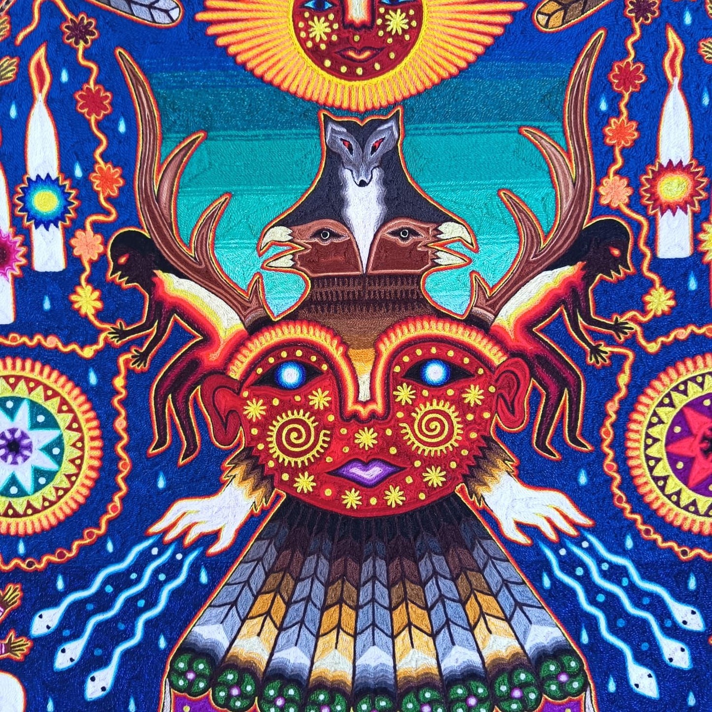 Huichol Indian Yarn Painting by Samuel Hernandez PP9245